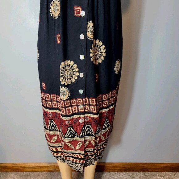 Vtg Petite Sophisticate Button Front Maxi Dress Sz 0 Tie Back Cottage Grunge 90s - Picture 10 of 10